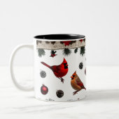 Classic Cardinal Birds Nordic Knit Two-Tone Tweekleurige Koffiemok (Links)