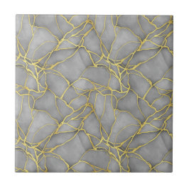 Classic Carrara Gold Marble Black Silver Tegeltje