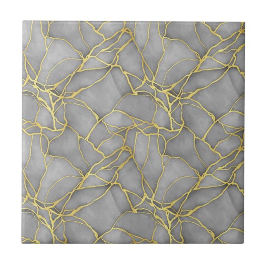 Classic Carrara Gold Marble Black Silver Tegeltje (Voorkant)