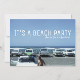  Classic Cars Blue Ocean Beach Party Kaart