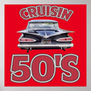 Classic Cars Cruisin Fifties Poster. Poster