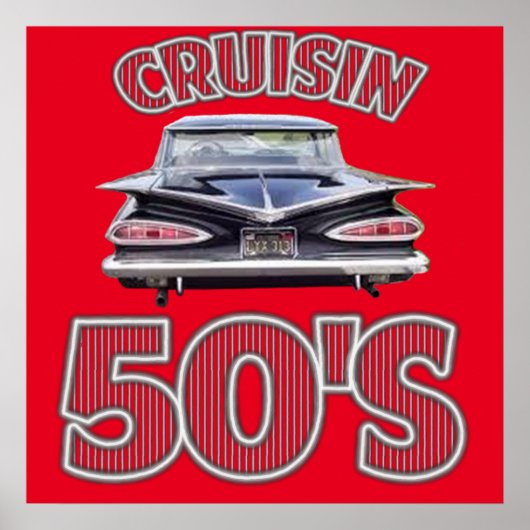 Classic Cars Cruisin Fifties Poster. Poster (Voorkant)