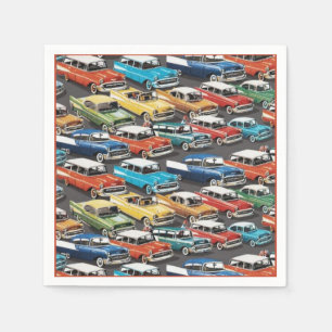Classic Cars Pattern Napkins Servet
