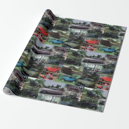  Classic Cars Wrapping Paper Cadeaupapier (Uitgerold)