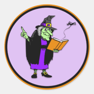 Classic Cartoon Halloween Witch Ronde Sticker