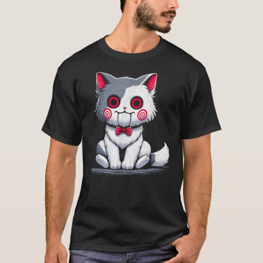 Classic Cat Cute Animal Horror Kitten Cat Hallowee T-shirt (Voorkant)