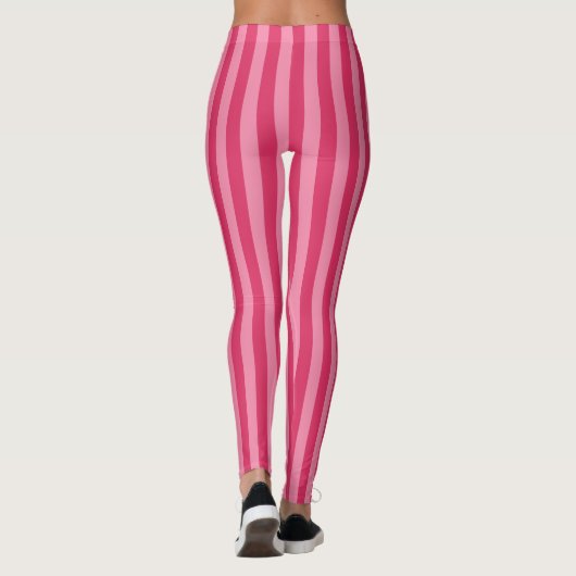 Classic Cerise en Roze Strip Patroon Leggings (Achterkant)