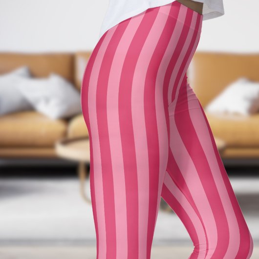 Classic Cerise en Roze Strip Patroon Leggings