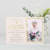 Classic Champagne and Gold Photo Commune Kaart (Staand voorkant)