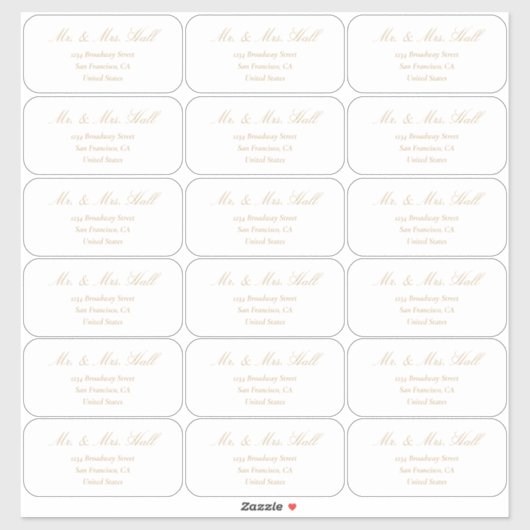 Classic Champagne bruiloft gast Adresetiketten Sticker (Vel)