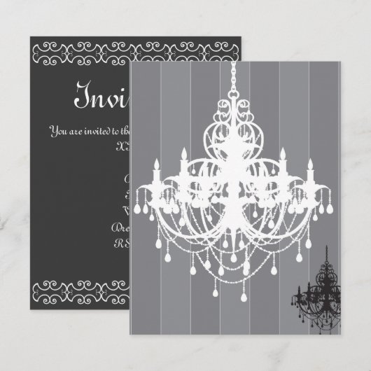 Classic Chandelier Uitnodiging (Voorkant / Achterkant)