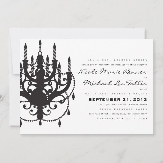Classic Chandelier Wedding Invitation Kaart (Voorkant)