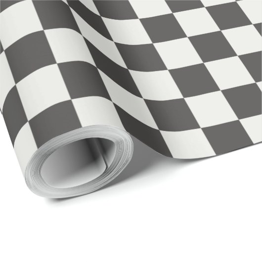 Classic Charcoal Black & Cream Gingham Cadeaupapier (Rol Hoek)