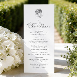 Classic Charcoal Hydrangea Wedding Menu