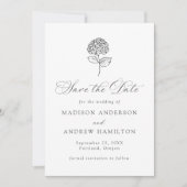 Classic Charcoal Hydrangea Wedding Save The Date (Voorkant)