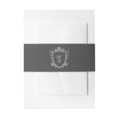 Classic Charcoal Monogram Floral Crest Wedding Uitnodigingen Wikkel (Voorkant Voorbeeld)