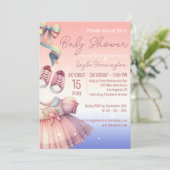 Classic Charmante Pastel Roze Meisje Baby shower Kaart (Staand voorkant)