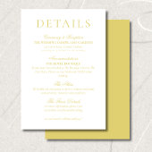 Classic Chartreuse Minimalist Wedding Details Informatiekaartje