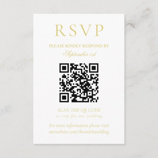Classic Chartreuse Minimalist Wedding QR Code RSVP Kaartje (Voorkant)