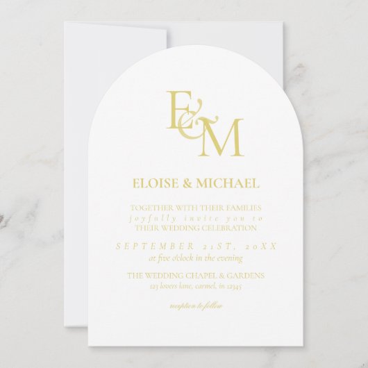 Classic Chartreuse Monogram Minimalist Wedding Kaart (Voorkant)