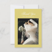 Classic Chartreuse Wedding Photo Thank You Card Bedankkaart (Voorkant)