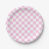 Classic Checkerboard Roze Patroon Papieren Bordje (Voorkant)