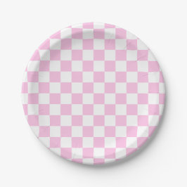Classic Checkerboard Roze Patroon Papieren Bordje