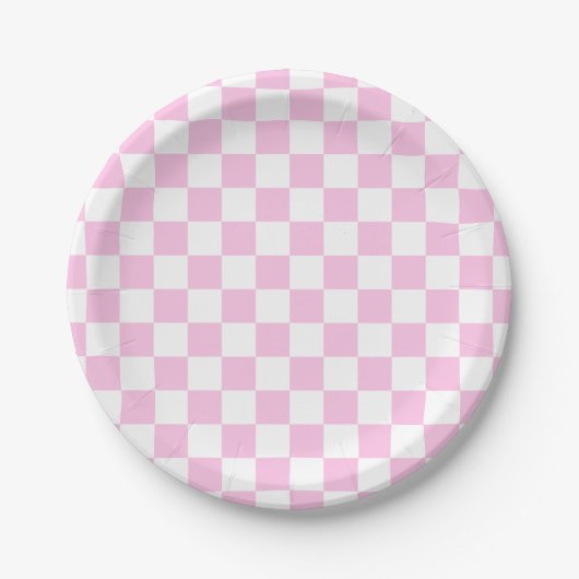 Classic Checkerboard Roze Patroon Papieren Bordje (Voorkant)