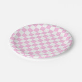 Classic Checkerboard Roze Patroon Papieren Bordje (Gekanteld)