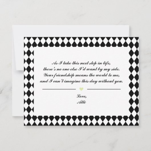 Classic Checkered Maid of Honor Proposal Kaart (Achterkant)