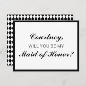 Classic Checkered Maid of Honor Proposal Kaart (Voorkant / Achterkant)