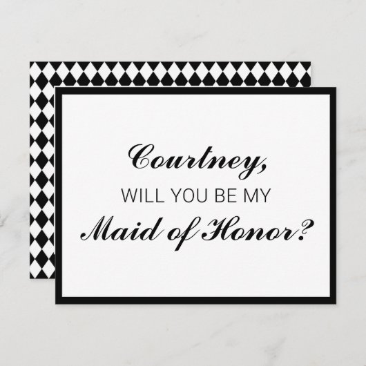 Classic Checkered Maid of Honor Proposal Kaart (Voorkant / Achterkant)
