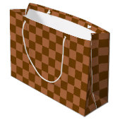 Classic Checkered Pattern: Brown and Tan Square Groot Cadeauzakje (Achterkant Gekanteld)