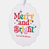 Classic Cheer Merry & Bright Retro Kerstfoto Ornament Kaart (Links)
