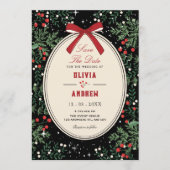 Classic cherry bow wedding kaart (Voorkant)