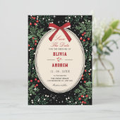 Classic cherry bow wedding kaart (Staand voorkant)