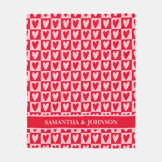 Classic Cherry Red Hearts Valentine Gift Fleece Deken (Voorkant)