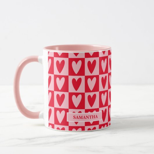 Classic Cherry Red Hearts Valentine’s Gift Mok (Links)