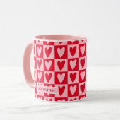 Classic Cherry Red Hearts Valentine’s Gift Mok (Voorkant links)