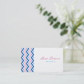 Classic Chevron Pattern Blauw Roze Visitekaartje (Staand voorkant)