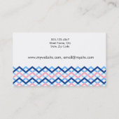 Classic Chevron Pattern Blauw Roze Visitekaartje (Achterkant)
