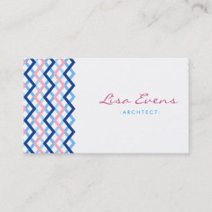 Classic Chevron Pattern Blauw Roze Visitekaartje