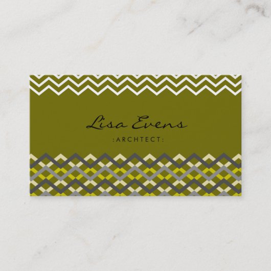 Classic Chevron Pattern Green Visitekaartje (Voorkant)