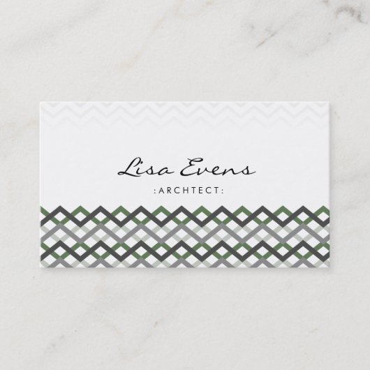 Classic Chevron Pattern Violet Grey Visitekaartje (Voorkant)