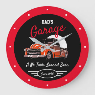 Classic Chevy Truck Garage Dad's Any Name Red  Grote Klok