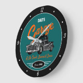 Classic Chevy Vrachtwagen Garage Papa's Naam Blauw Grote Klok (Hoek)