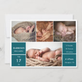 Classic Chic Baby Photo Collage Announcement Card Kaart (Voorkant)