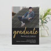 Classic Chic Black Gold Afstuderen Script Afstuder Aankondiging (Staand voorkant)