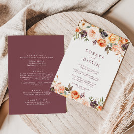 Classic Chic Boho Floral Back & Front Wedding Kaart