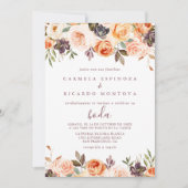 Classic Chic Boho Floral Spain Wedding Kaart (Voorkant)
